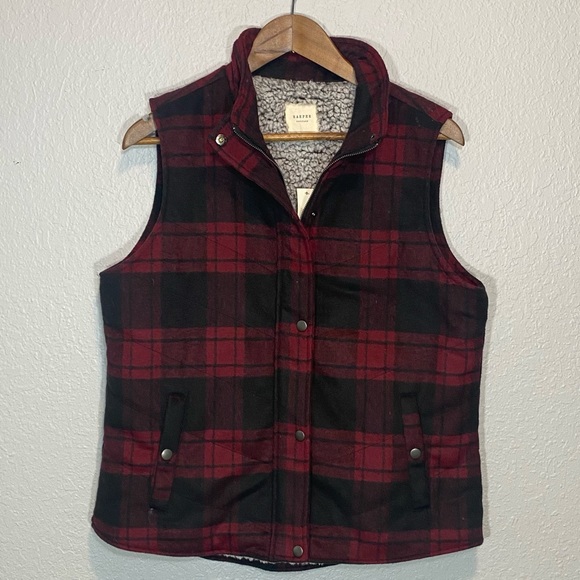 Harper | Burgundy Flannel‎ Vest - Picture 1 of 7
